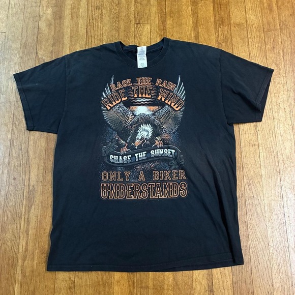 Gildan Other - vintage y2k Gildan Biker Motorcycle Ride The Wind Graphic T Shirt Mens XL Tee
